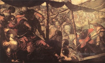 Batalla entre turcos y cristianos Renacimiento italiano Tintoretto Pinturas al óleo
